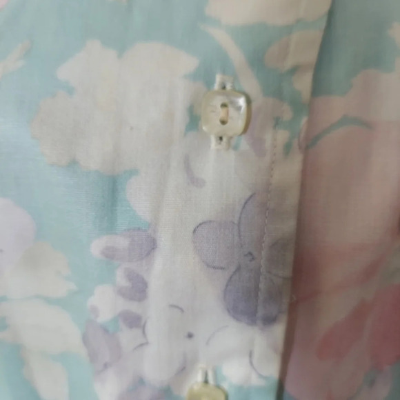 Vtg 80s Lili Richard's Aqua Lavendar Pink Floral Button Down Floral Dress - Picture 10 of 16